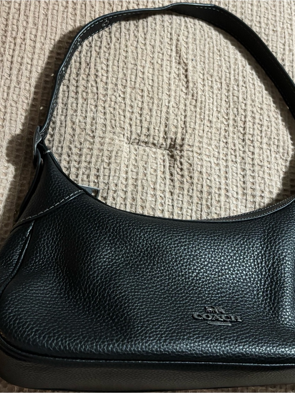 Coach Black Pebbled Leather Hobo Shoulder Bag - Picture 7 of 7